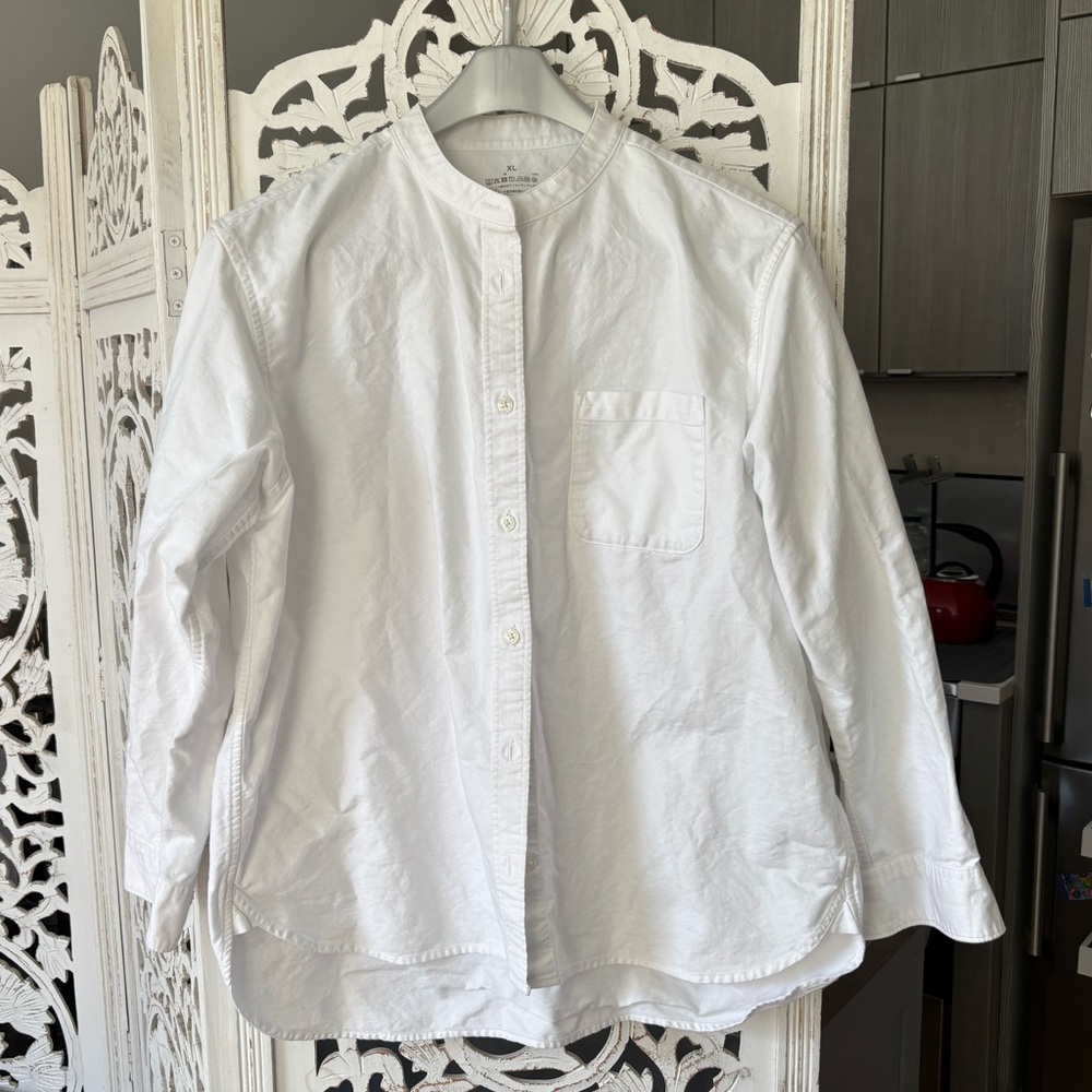 Muji Washed Oxford Stand Collar Shirt